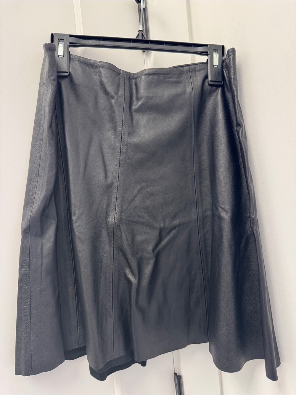 Saks real leather skirt